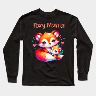 Foxy Mama Mother Daughter Fox Kit Cute Saying Mother'S Day Long Sleeve T-Shirt